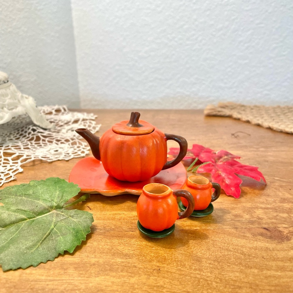 Vintage Miniature Pumpkin Tea Set